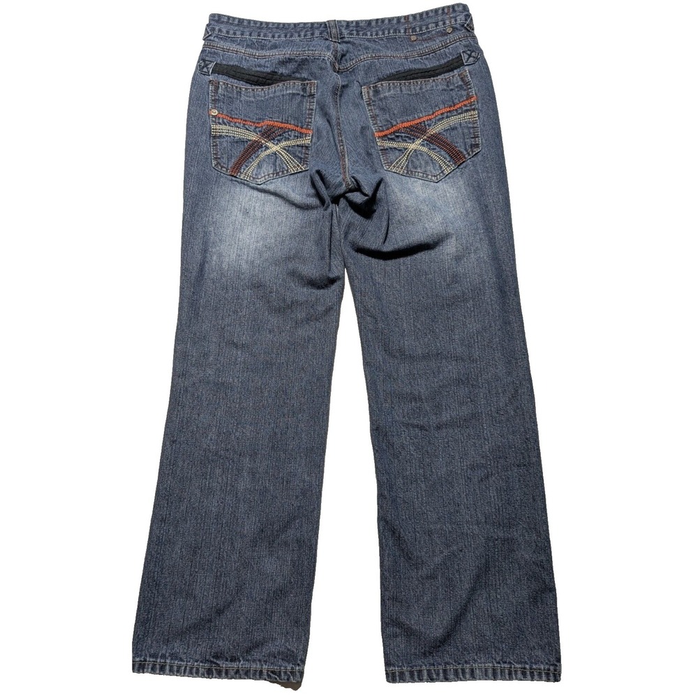 MECCA STRAIGHT FIT Men 38X32 Embroidered Pocket‎ Denim Blue Jeans